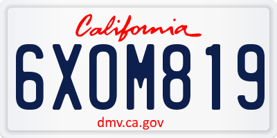 CA license plate 6XOM819
