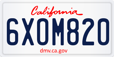 CA license plate 6XOM820