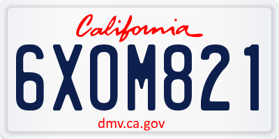 CA license plate 6XOM821