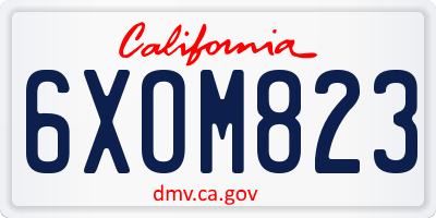 CA license plate 6XOM823