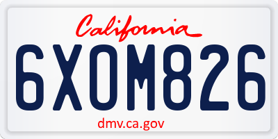 CA license plate 6XOM826