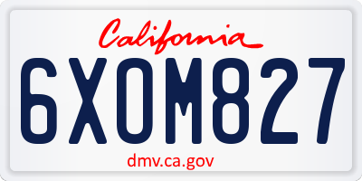 CA license plate 6XOM827