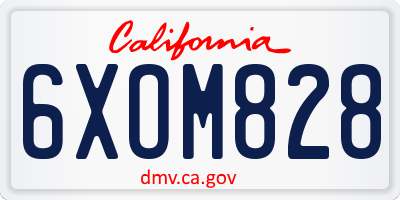 CA license plate 6XOM828