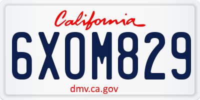 CA license plate 6XOM829