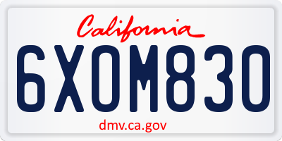 CA license plate 6XOM830