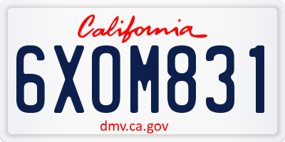 CA license plate 6XOM831