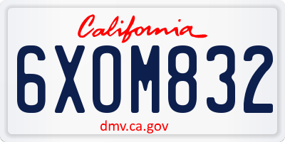CA license plate 6XOM832
