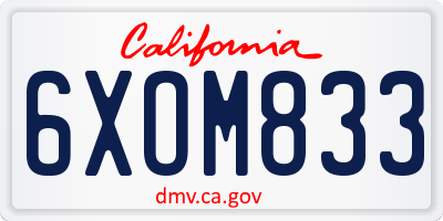 CA license plate 6XOM833