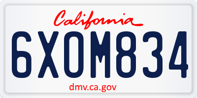 CA license plate 6XOM834