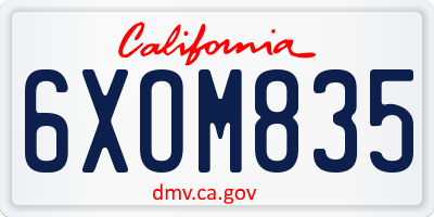 CA license plate 6XOM835