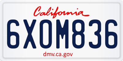 CA license plate 6XOM836