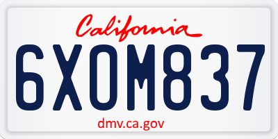 CA license plate 6XOM837