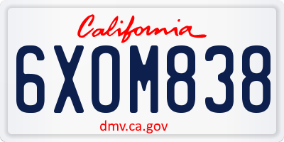 CA license plate 6XOM838