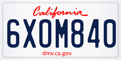 CA license plate 6XOM840