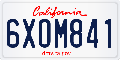 CA license plate 6XOM841