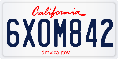 CA license plate 6XOM842