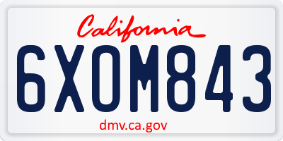 CA license plate 6XOM843