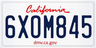 CA license plate 6XOM845