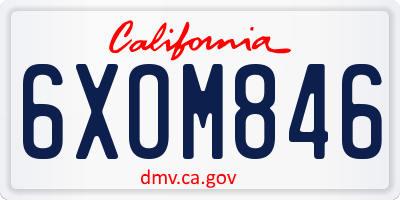 CA license plate 6XOM846