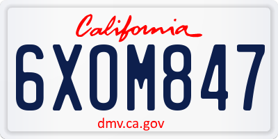 CA license plate 6XOM847