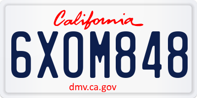 CA license plate 6XOM848