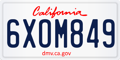 CA license plate 6XOM849