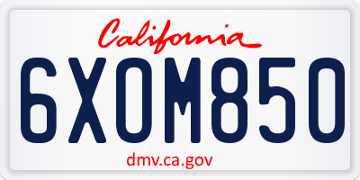 CA license plate 6XOM850