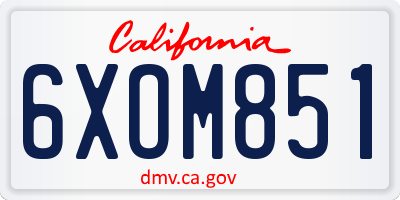 CA license plate 6XOM851