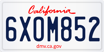 CA license plate 6XOM852