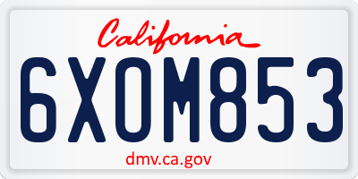 CA license plate 6XOM853