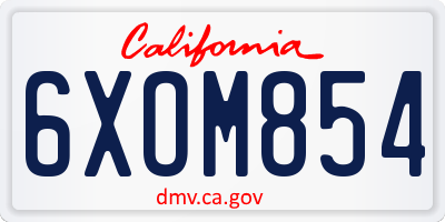 CA license plate 6XOM854