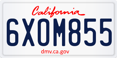 CA license plate 6XOM855