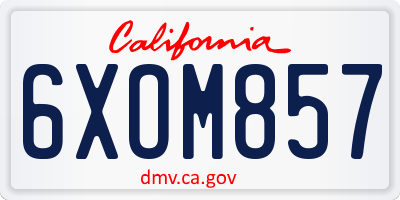 CA license plate 6XOM857