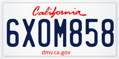 CA license plate 6XOM858
