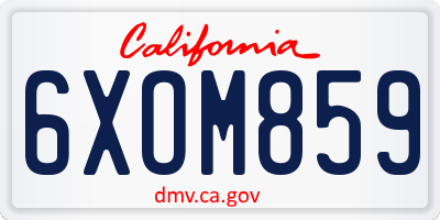 CA license plate 6XOM859