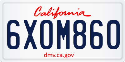 CA license plate 6XOM860
