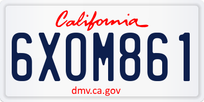 CA license plate 6XOM861