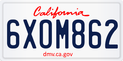 CA license plate 6XOM862