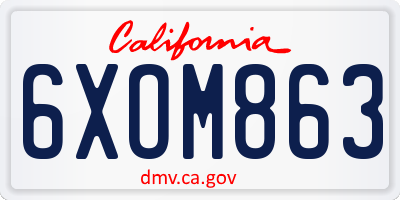 CA license plate 6XOM863