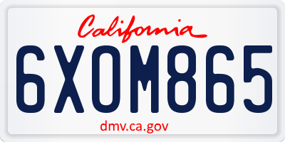 CA license plate 6XOM865