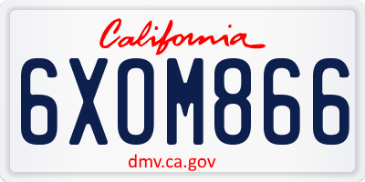 CA license plate 6XOM866