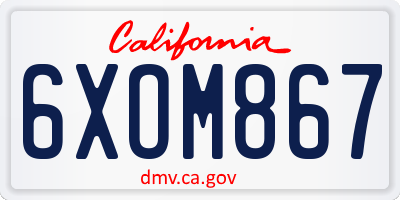 CA license plate 6XOM867