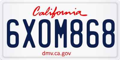 CA license plate 6XOM868