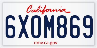 CA license plate 6XOM869