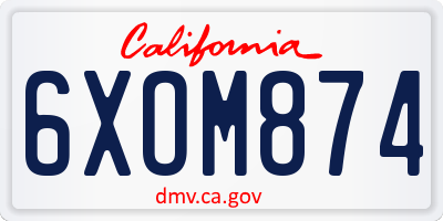 CA license plate 6XOM874