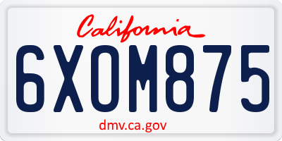 CA license plate 6XOM875