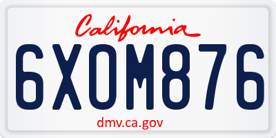 CA license plate 6XOM876