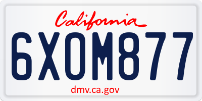 CA license plate 6XOM877