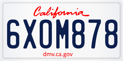 CA license plate 6XOM878