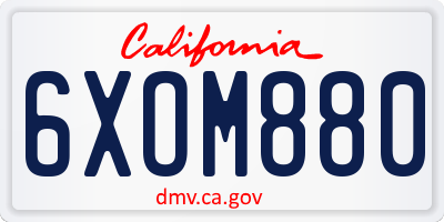 CA license plate 6XOM880